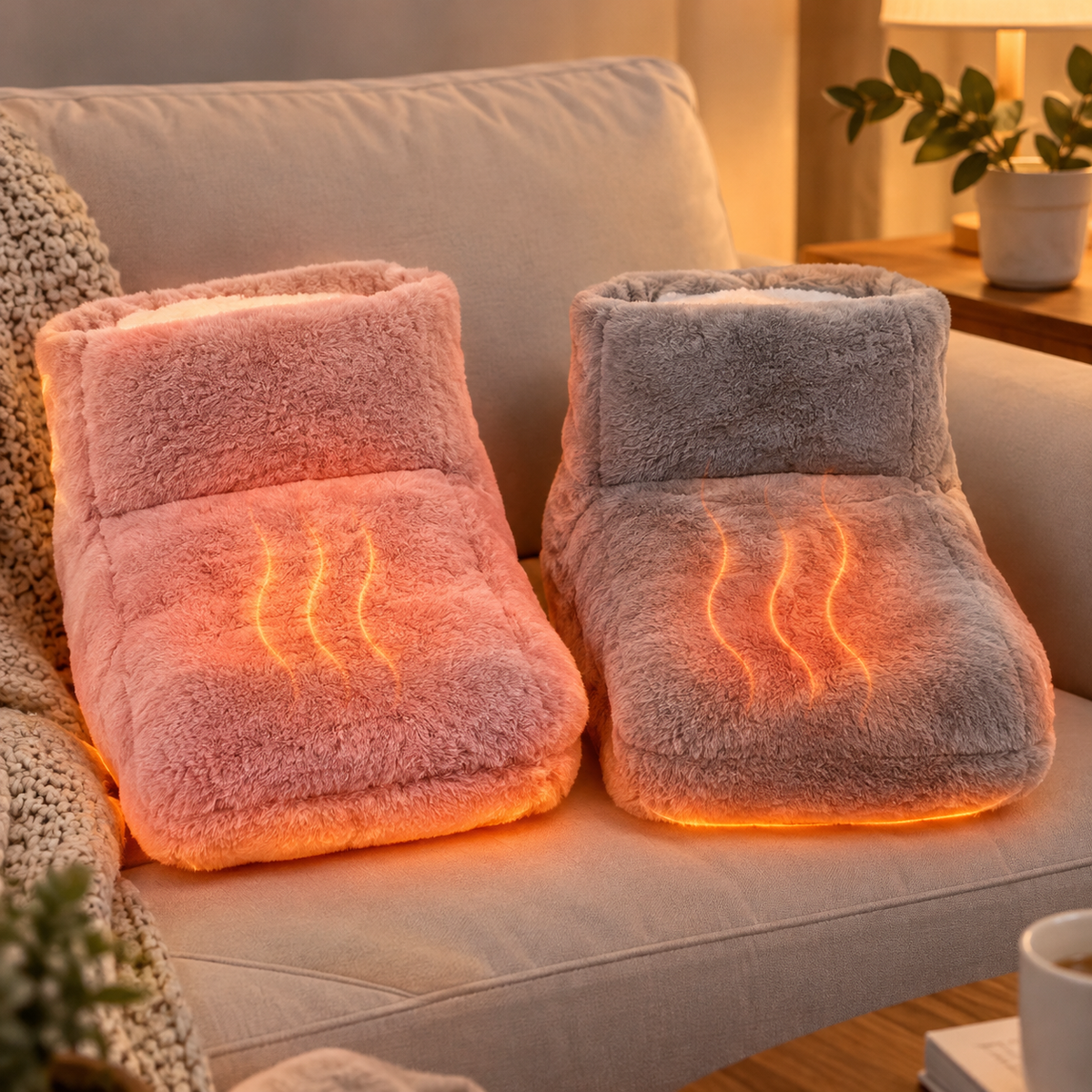 USB Plush Foot Warmer Slippers