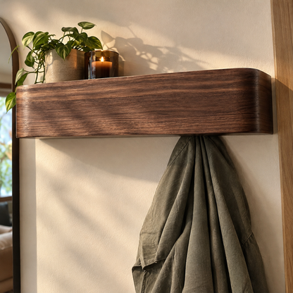 Wall Coat Rack with Shelf and Hidden Hooks