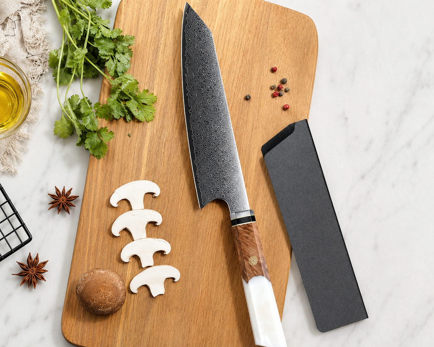 Nakiri Vegetable Knife, VG10 Damascus Steel