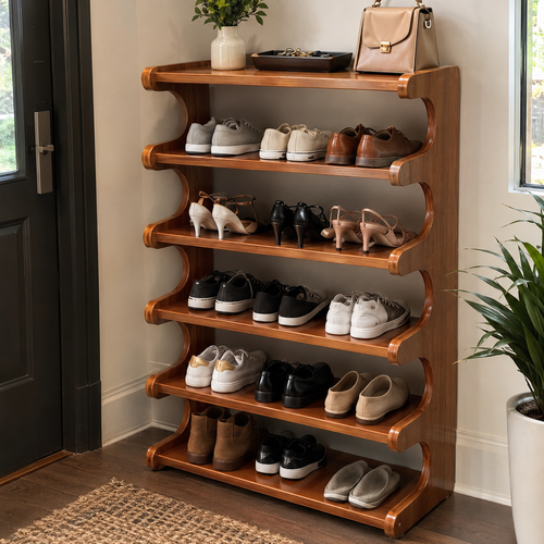 Slim Wooden Shoe Rack