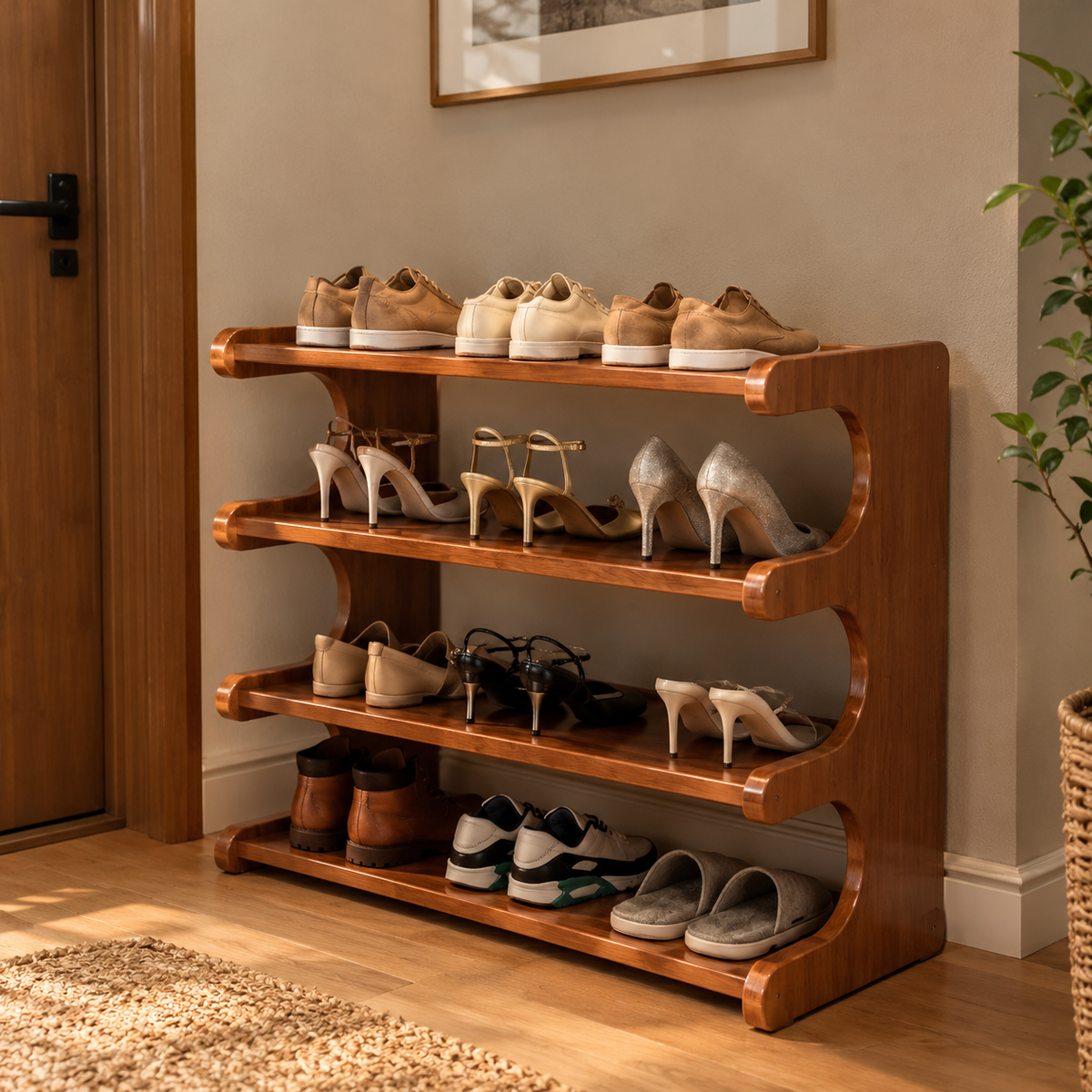 Slim Wooden Shoe Rack